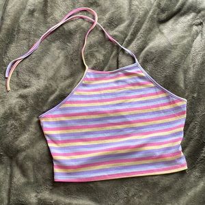 ✨ PASTEL STRIPED HALTER TOP CROPPED ✨